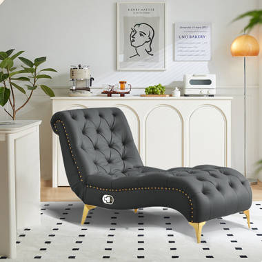 Gray leather chaise online lounge